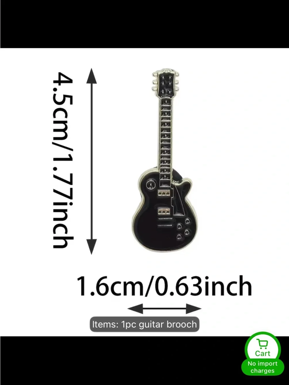Black Guitar Pin Brooch - Decorative Music Accessory